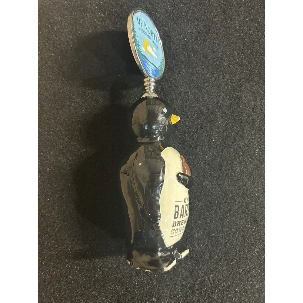 One Barrel Brewing Beer Tap Handle Ceramic Penguin Up North Wisconsin Lager B18